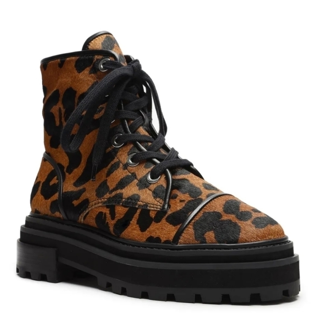 NEW Schutz Maylova Leopard Print Combat Boots